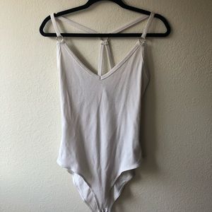 White v neck body suit